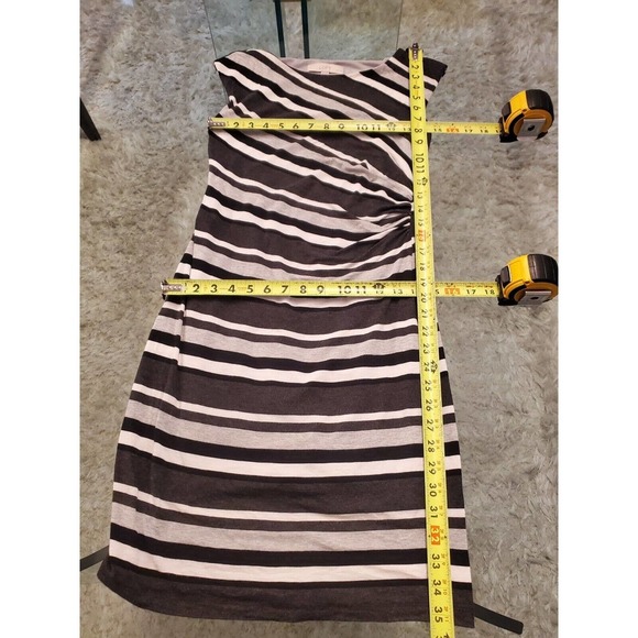 Loft Womens Gray & White Modal Round Neck Sleeveless Casual Knee Length Dress SP - Picture 8 of 12